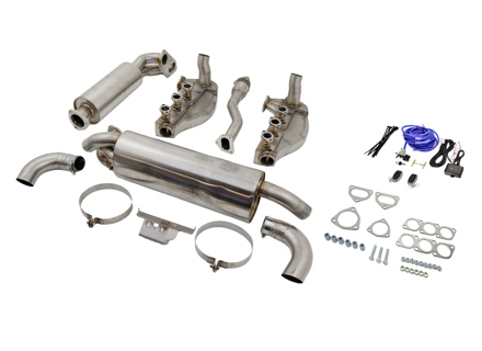 Switchable Valved Exhaust Kit '1 IN 2 OUT' Style. Porsche 911 3.2L 1984-89 - 3606501101, 90007428203, 93011119206, 93011119308, 91111119102, 90091009701, 9000760250C, 9996001111, 93011102200, 93011102203, 93021102501, PCG91121100, 3606001101, 93011119112, 93021103301, 93021103304, 3606001104, 3606001106
